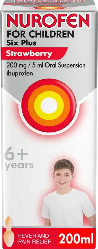 Nurofen for Children Six Plus Strawberry 200mg/5ml Oral Suspension 200ml